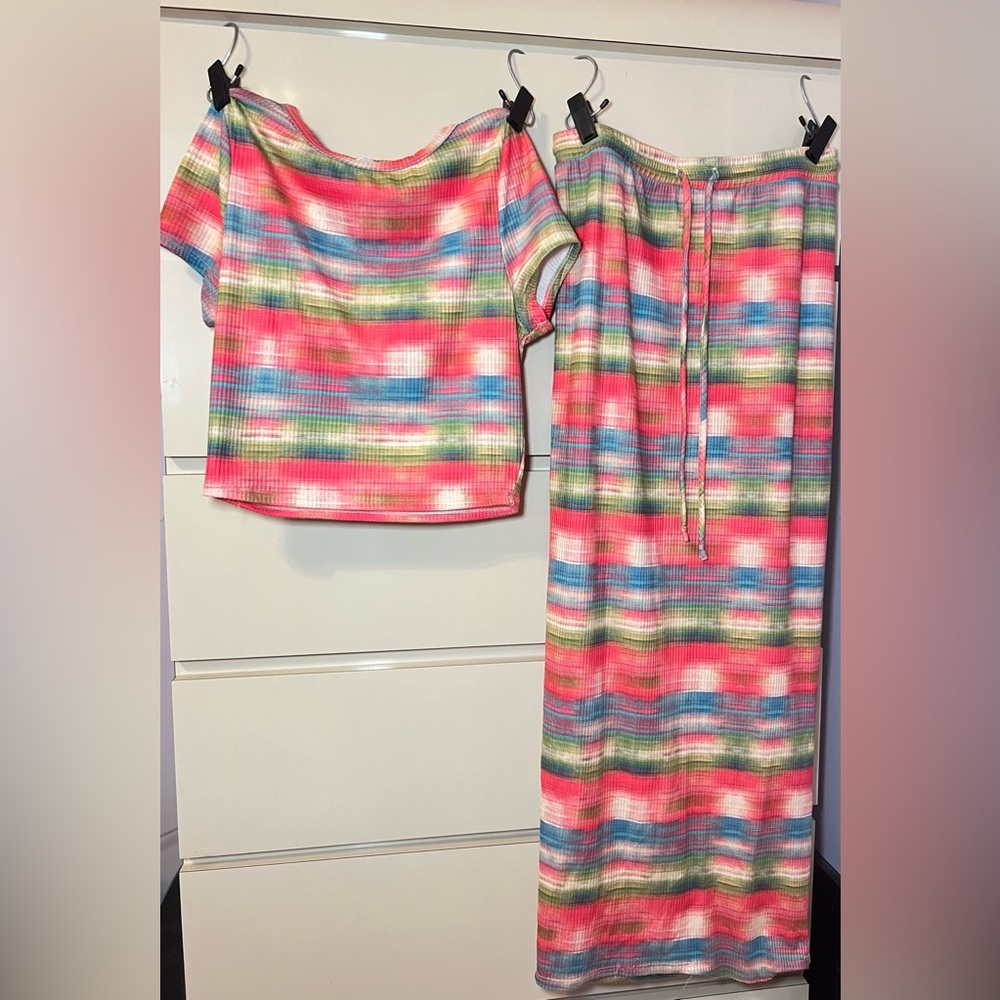 Fashion Nova Multicolor Ribbed Two Piece Set